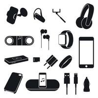 set-of-icons-on-a-theme-accessories-supplies-for-mobile-phones-in-gray-colors-vector